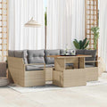 Conjunto de sofá de jardín con cojín 7 pcs beige y gris claro