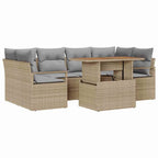 Conjunto de sofá de jardín con cojín 7 pcs beige y gris claro