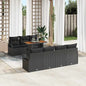8-Piece Garden Sofa Set with Cushions Black and Brown