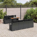 Conjunto de sofá de jardín con cojín 8 pcs Negro y Marrón