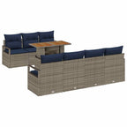 Conjunto de sofá de jardín con cojín Manual 8 pcs Gris y azul