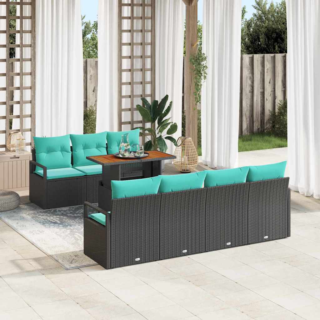 Conjunto de sofá de jardín con cojín Manual 8 pcs Gris y azul