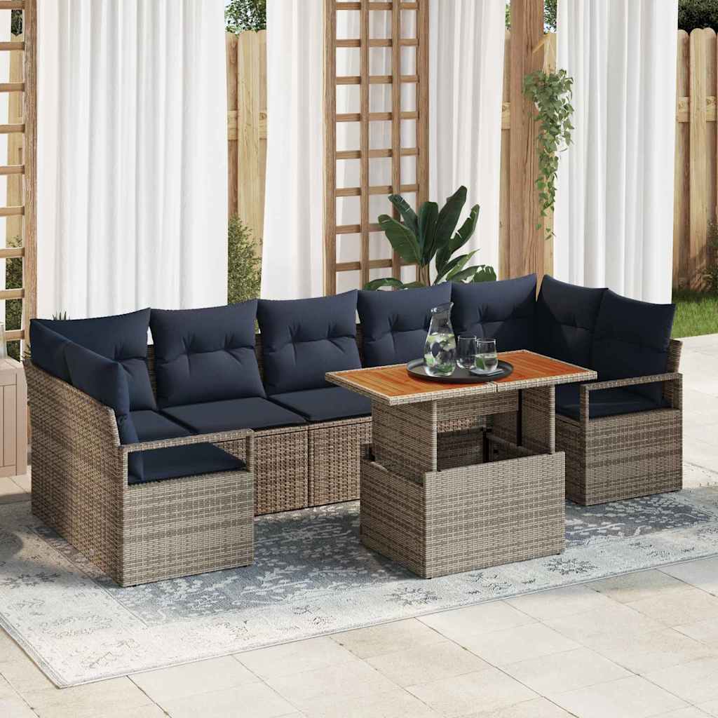 Conjunto de sofá de jardim 8 peças Preto e Azul-petróleo