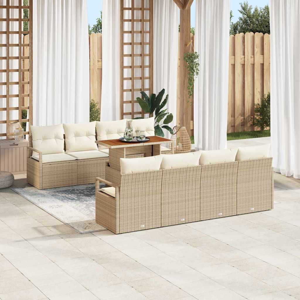 Conjunto de sofá de jardín con cojín 9 pcs Negro y Marrón