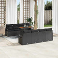 Conjunto de sofá de jardín con cojín 9 pcs Negro y Marrón
