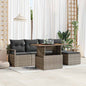 6-Piece Garden Dining Set with Cushions Beige and Grey