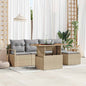 6-Piece Garden Dining Set with Cushions Beige and Grey
