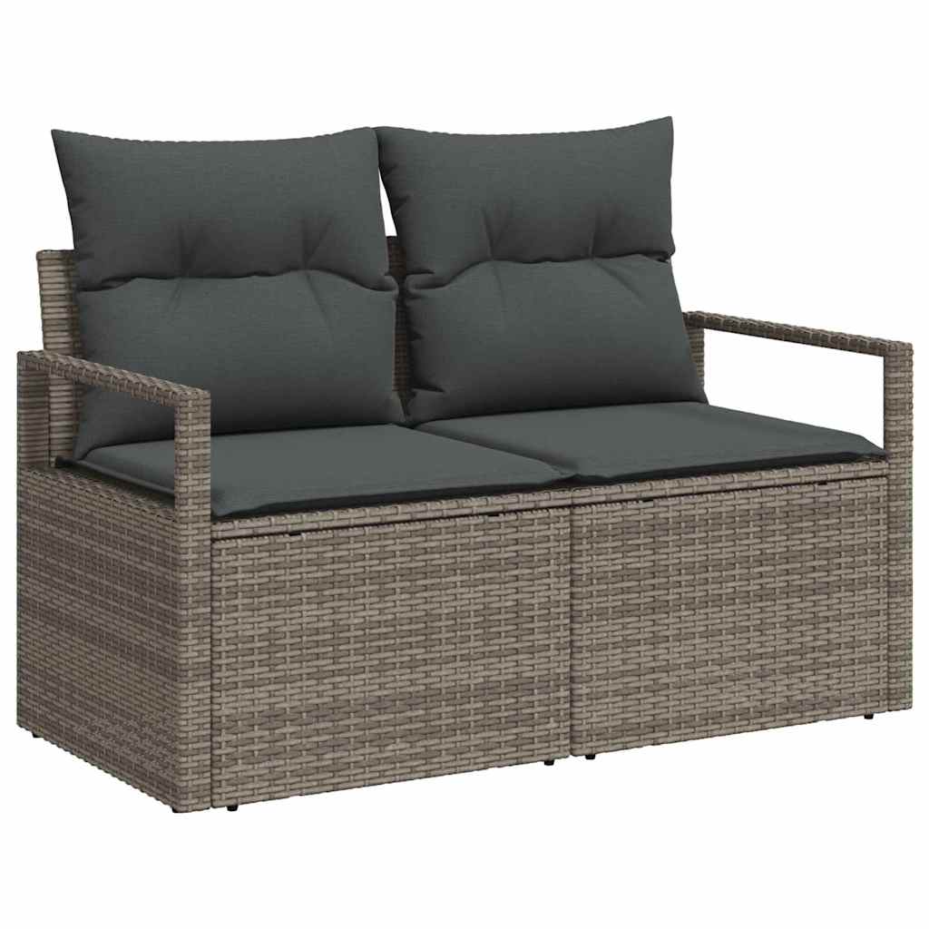 Conjunto de Comedor de Jardín con cojín 6 pcs Gris y marino