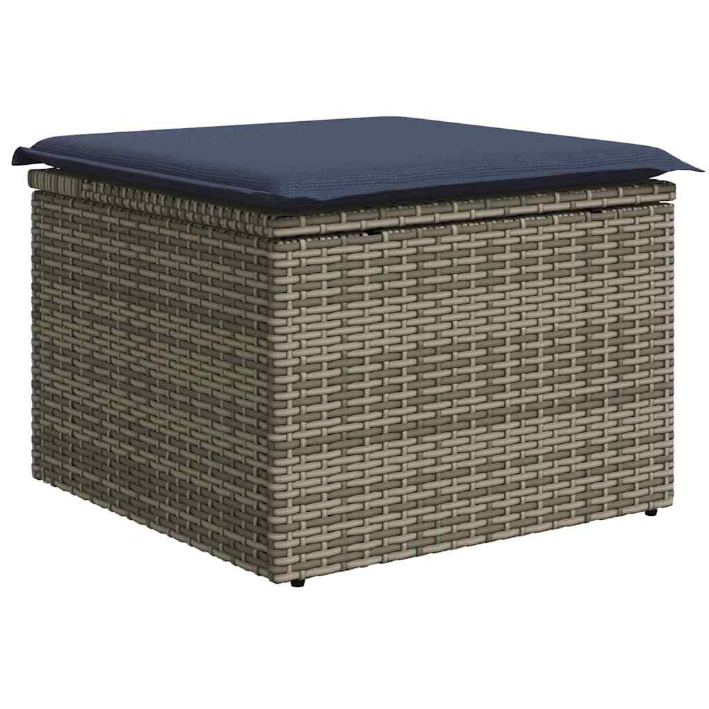 Conjunto de Comedor de Jardín con cojín 6 pcs Gris y marino