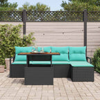Conjunto de Comedor de Jardín 6 pcs Negro y Verde Azulado