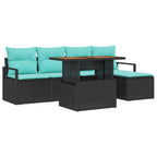 Conjunto de Comedor de Jardín 6 pcs Negro y Verde Azulado