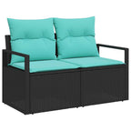 Conjunto de Comedor de Jardín 6 pcs Negro y Verde Azulado