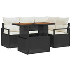 Conjunto de Comedor de Jardín con cojín 5 pcs Negro y crema