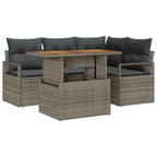 Conjunto de Comedor de Jardín con cojín 5 pcs Gris y marrón