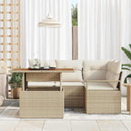 Conjunto de Comedor de Jardín con cojín 5 pcs Beige y Crema