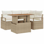 Conjunto de Comedor de Jardín con cojín 5 pcs Beige y Crema