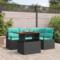 Conjunto de Comedor de Jardín 5 pcs Negro y Verde Azulado