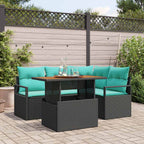 Conjunto de Comedor de Jardín 5 pcs Negro y Verde Azulado