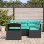 Conjunto de Comedor de Jardín 5 pcs Negro y Verde Azulado