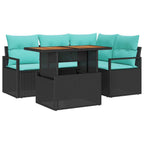 Conjunto de Comedor de Jardín 5 pcs Negro y Verde Azulado