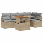 Conjunto de Comedor de Jardín con cojín 6 pcs Beige y gris