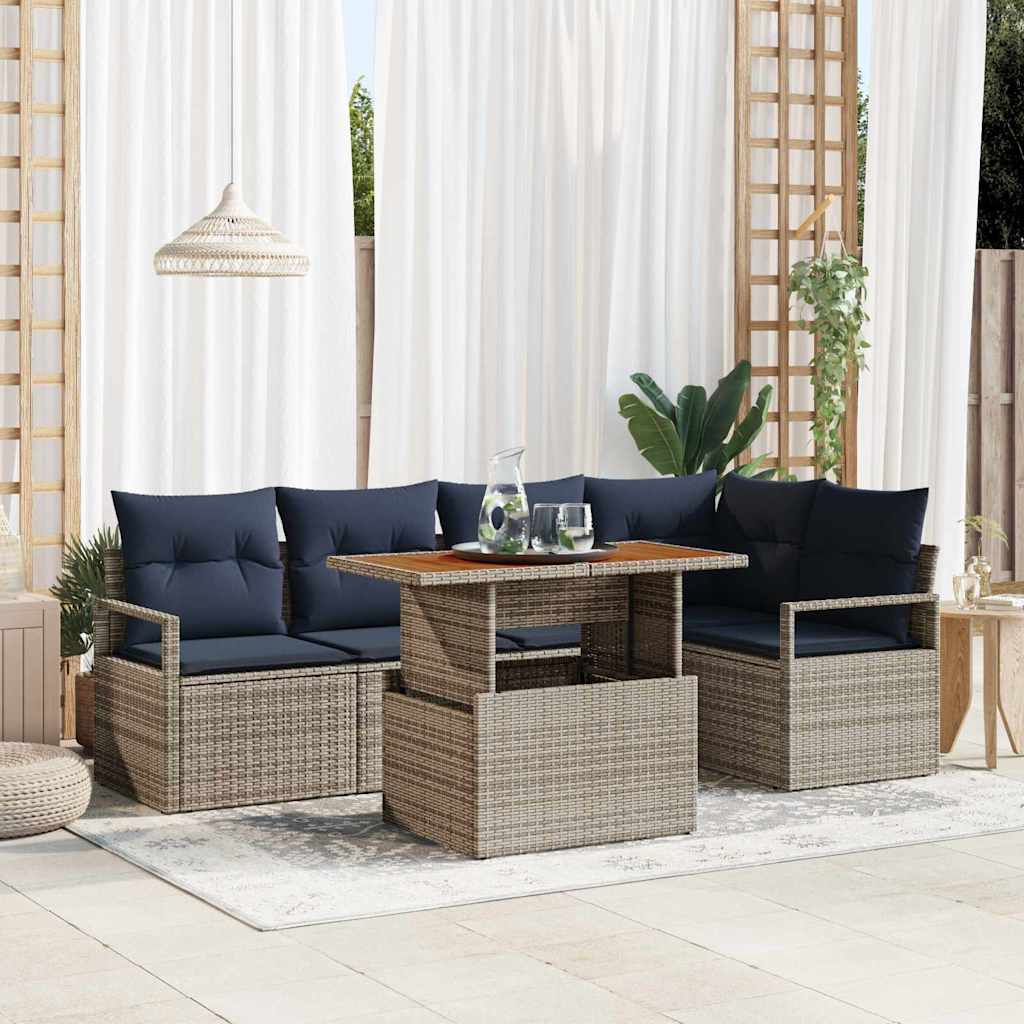 Conjunto de Jantar de Jardim 6 peças Preto e Verde-Azulado