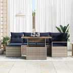 Conjunto de Comedor de Jardín con cojín 7 pcs Gris y marino