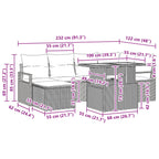 Conjunto de Comedor de Jardín 7 pcs Negro y Verde Azulado