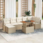 Conjunto de Jantar de Jardim com Almofada 8 peças Bege e Creme