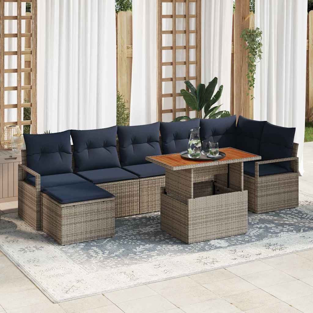 Conjunto de Comedor de Jardín 8 pcs Negro y Verde Azulado