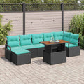 Conjunto de Comedor de Jardín 8 pcs Negro y Verde Azulado