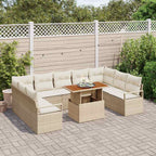 Conjunto de sofá de jardín con cojín 10 pcs Beige y Crema