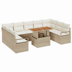Conjunto de sofá de jardín con cojín 10 pcs Beige y Crema