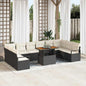 Conjunto de sofás de jardim com almofadas 11 pçs Bege e Creme