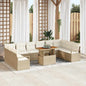 Conjunto de sofás de jardim com almofadas 11 pçs Bege e Creme