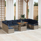 Conjunto de Comedor de Jardín con cojín 11 pcs Gris y marino