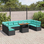 Conjunto de Comedor de Jardín 11 pcs Negro y Verde Azulado