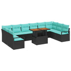 Conjunto de Comedor de Jardín 11 pcs Negro y Verde Azulado