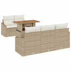 Conjunto de Comedor de Jardín con cojín 6 pcs Beige y Crema