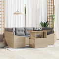 Conjunto de Comedor de Jardín con cojín 7 pcs Beige y gris