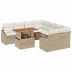 Conjunto de Comedor de Jardín con cojín 9 pcs Beige y Crema