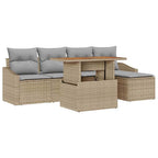 Conjunto de Comedor de Jardín con cojín 6 pcs Beige y gris