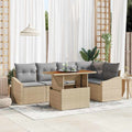 Conjunto de Comedor de Jardín con cojín 6 pcs Beige y gris