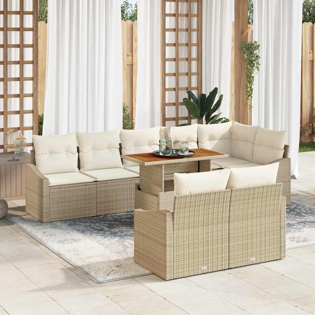 Conjunto de sofá de jardín con cojín 9 pcs Negro y Marrón