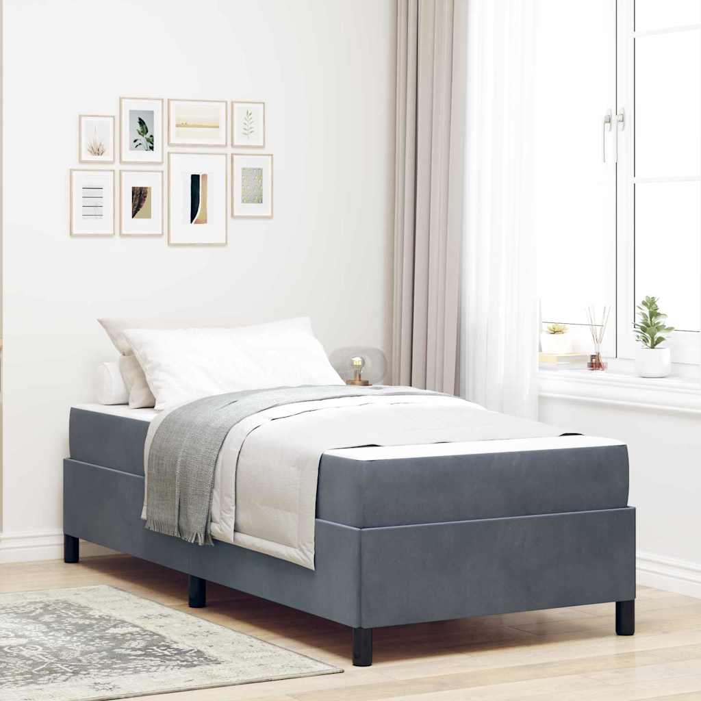 Estructura de cama con colchón Gris oscuro 80 x 200 cm tela