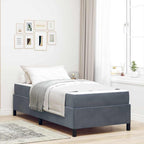 Estructura de cama con colchón Gris oscuro 80 x 200 cm tela
