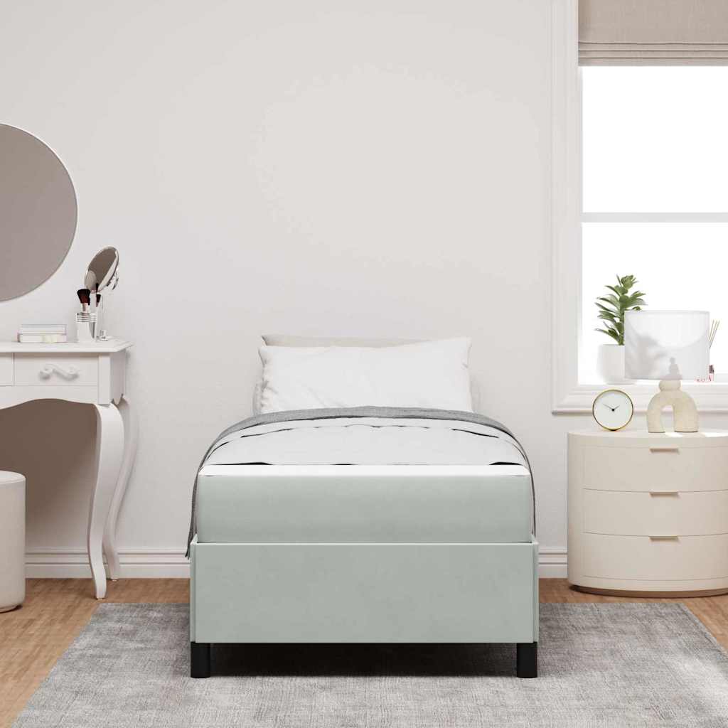 Estructura de cama con colchón Gris Claro 90 x 200 cm tela