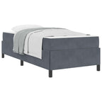 Estructura de cama con colchón Gris oscuro 90 x 200 cm tela