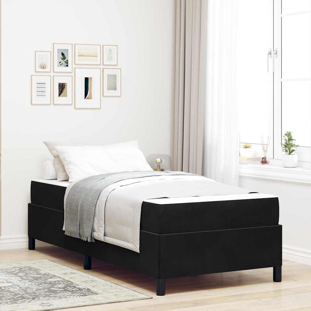 Estructura de cama con colchón Negro 90 x 200 cm tela