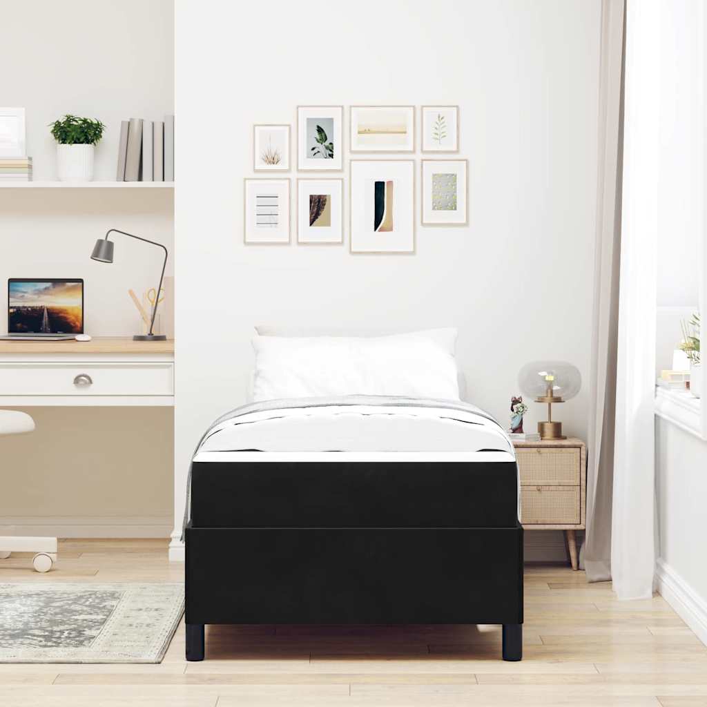 Estructura de cama con colchón Negro 90 x 200 cm tela